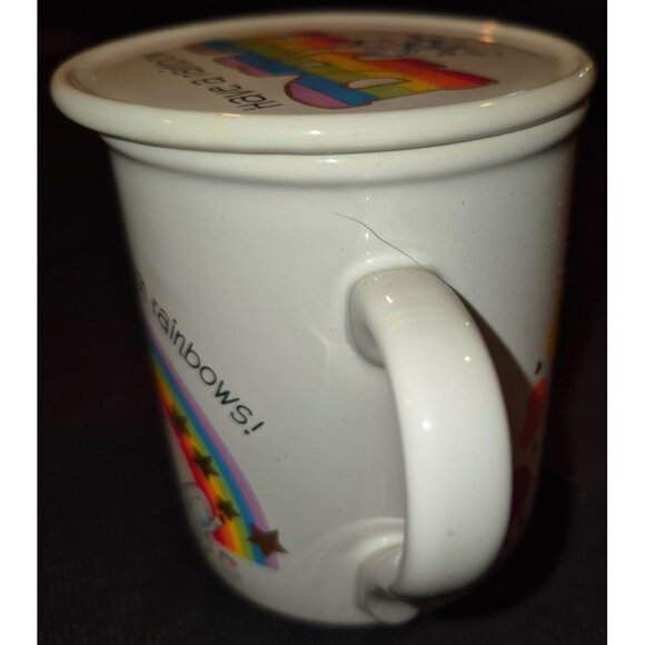 Vintage Ceramic Mug With Lid "Have A Rainbow Day!" Heart & Rainbow Graphics - Picture 3 of 10